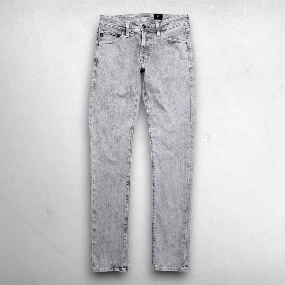 AG Tellis Modern Slim Jeans Straight Leg Premium Stretch Denim Men 28x34 Gray